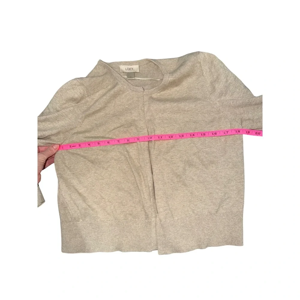 LOFT Open Front Cardigan Sweater Beige Size Medium‎ Long Sleeve Knit